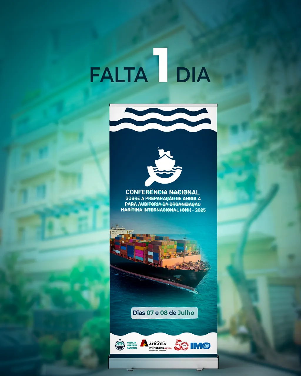 Peça de contagem decrescente: falta 1 dia, com o roll-up do evento.