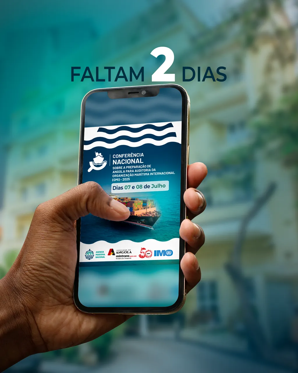 Peça de contagem decrescente: faltam 2 dias, vista num telemóvel.