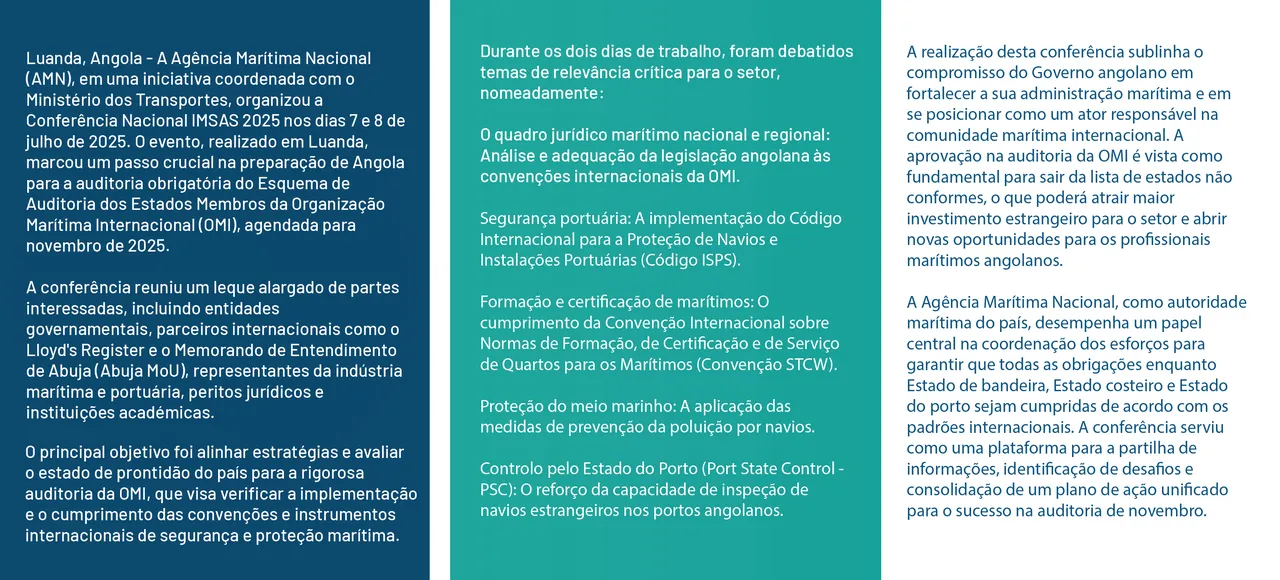 Corpo do comunicado de imprensa, em três colunas.