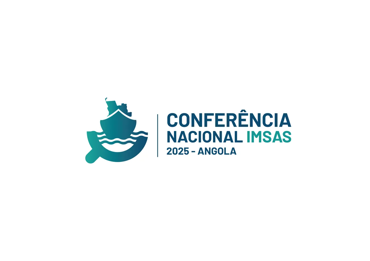 O logótipo da Conferência Nacional IMSAS 2025, em azul e verde-mar.