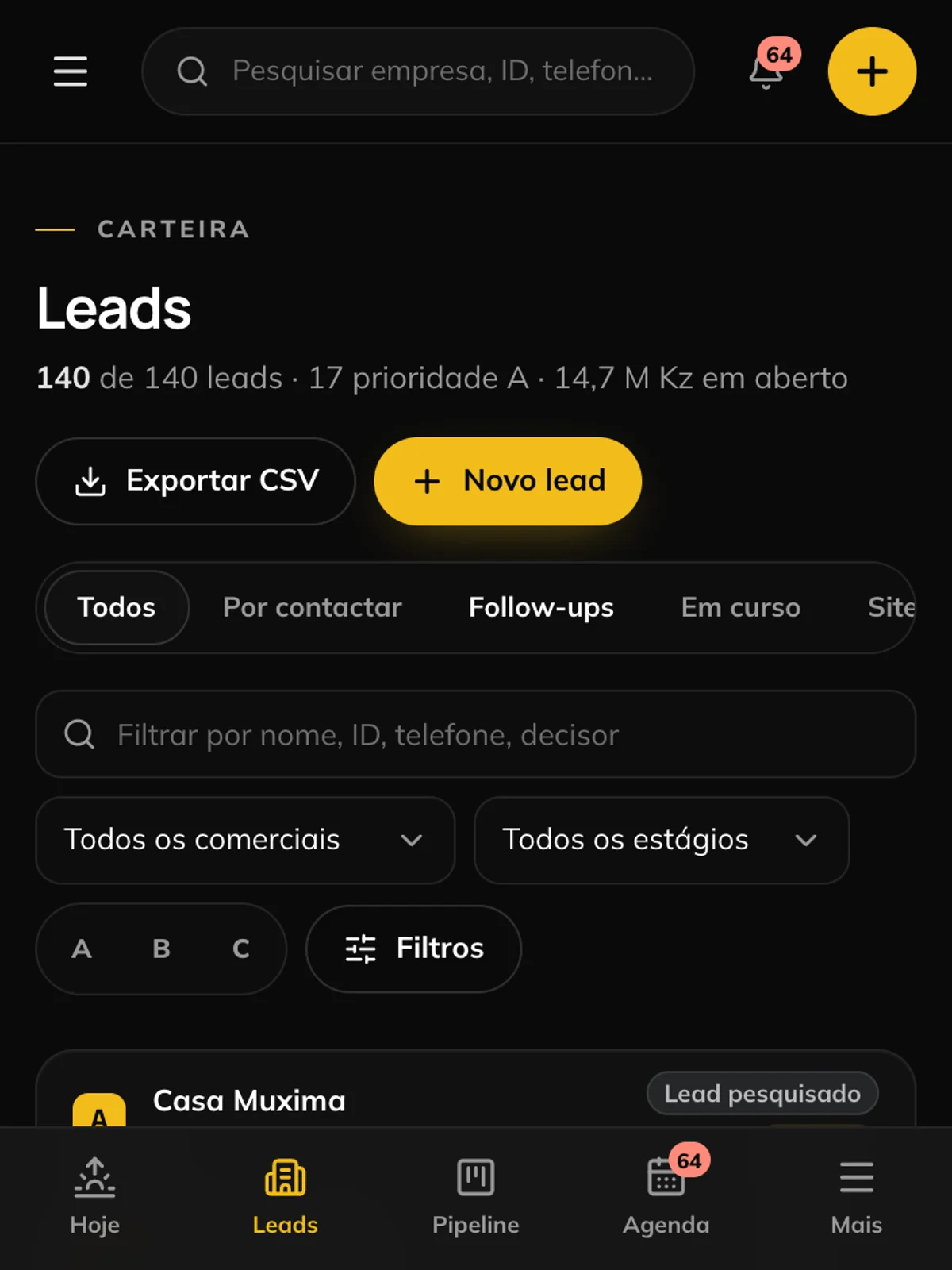 A carteira no telemóvel, em cartões.