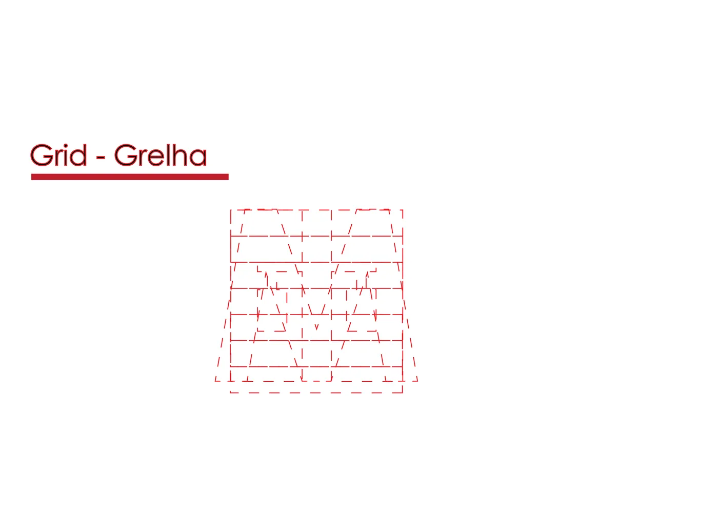A grelha de construção do símbolo, com as proporções marcadas.