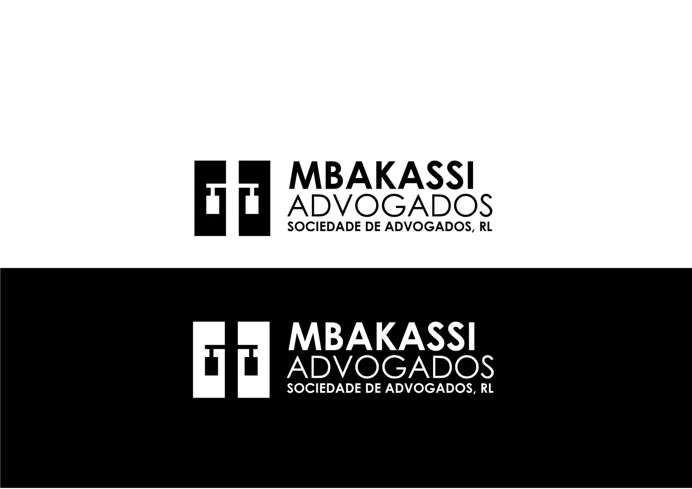 As versões monocromáticas: a preto sobre branco e a branco sobre preto.