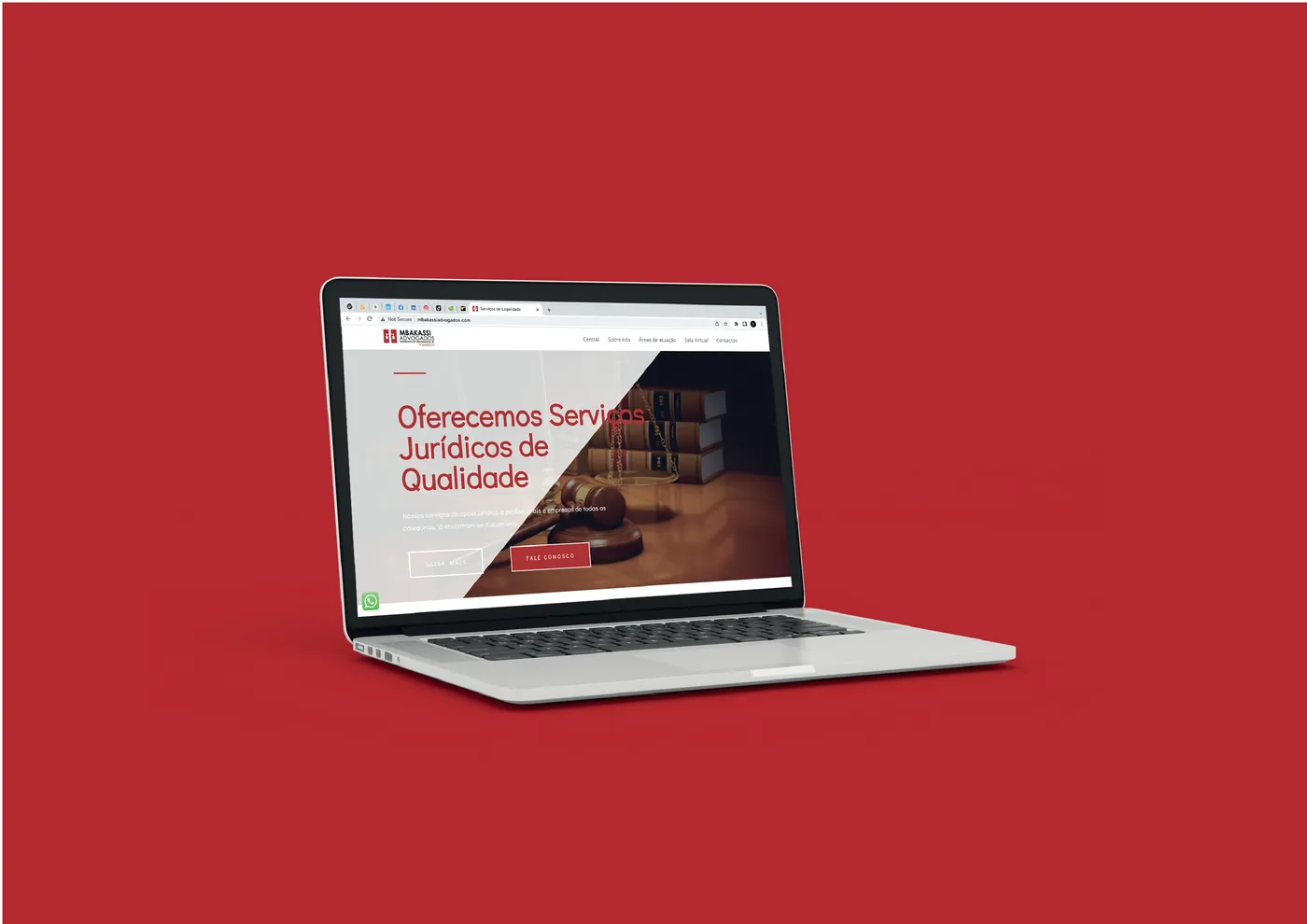 O site da firma aberto num portátil.