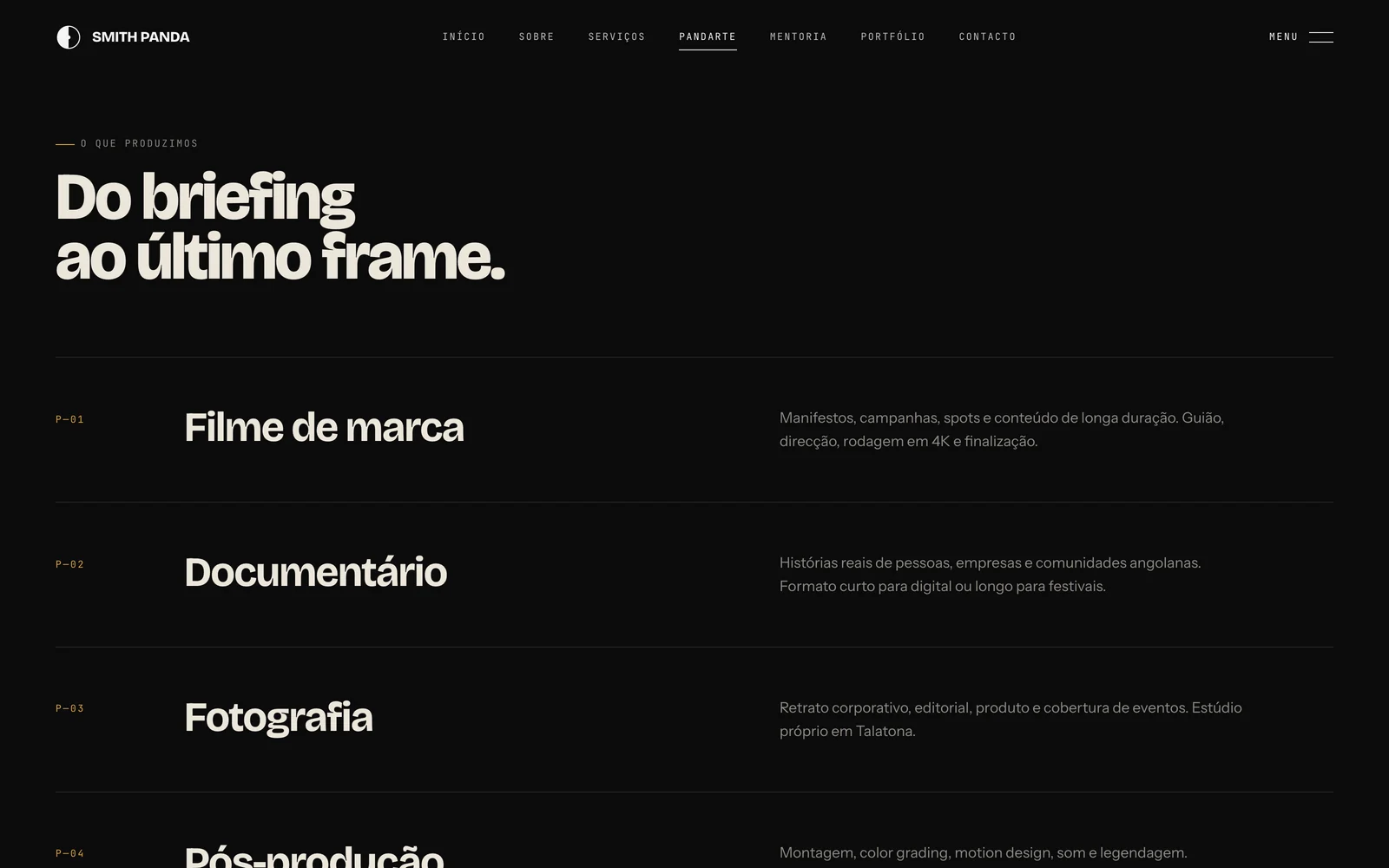 Os cinco serviços da PANDARTE, de filme de marca a cobertura ao vivo.