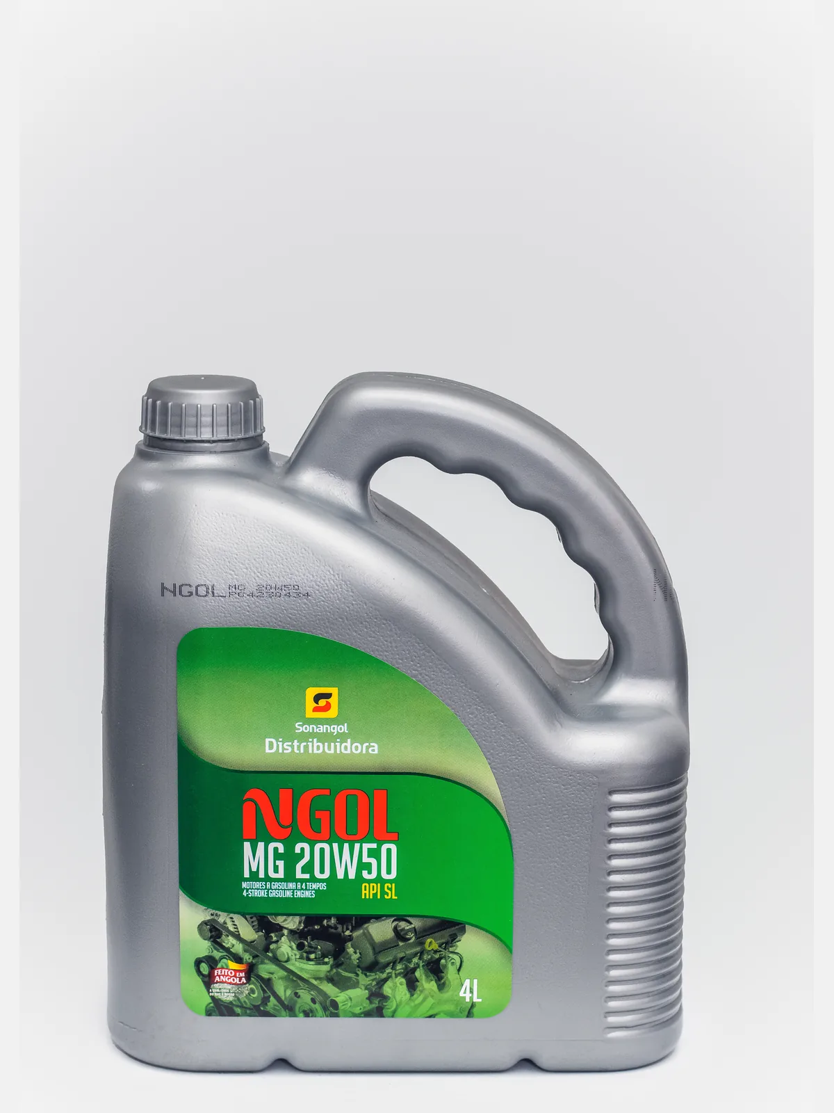 Embalagem de 4 litros do NGOL MG 20W50, sobre fundo claro.